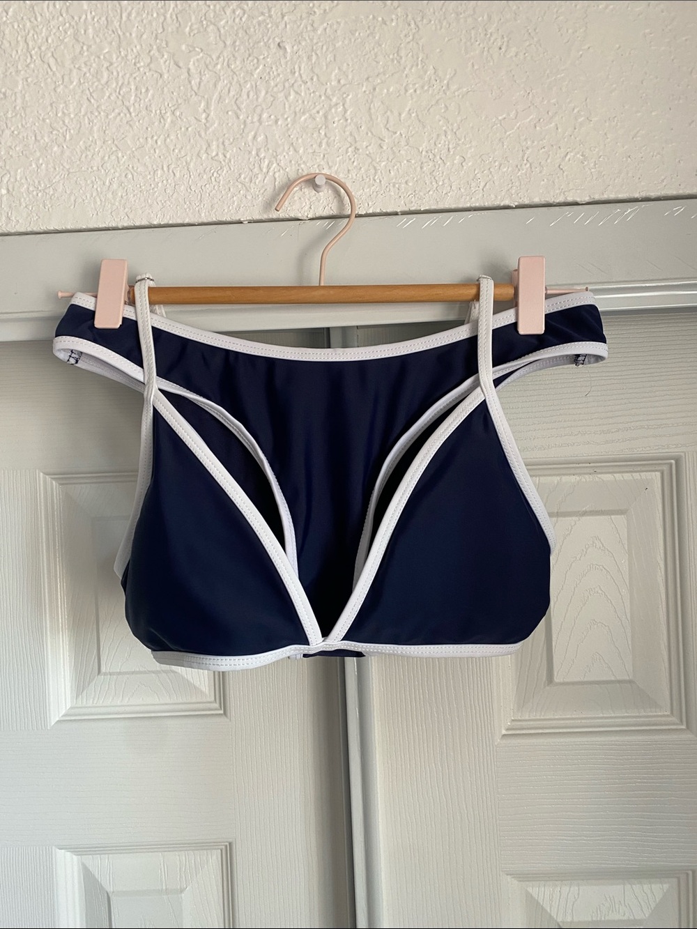 🌼 Navy & White Contrast Women's Bikini Set Triangle Top Cheeky Bottoms
